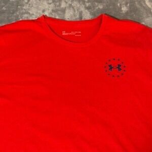 Under Armour Mens 2XL Red HeatGear Freedom American Flag Graphic T-Shirt Loose